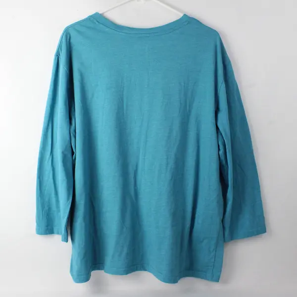Garland Solid Blue Color Quarter Length Sleeve T-Shirt Women's Size XL