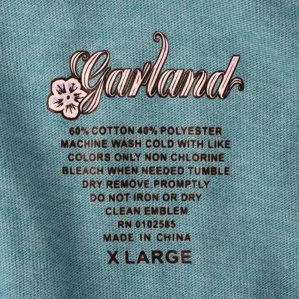 Garland Solid Blue Color Quarter Length Sleeve T-Shirt Women's Size XL