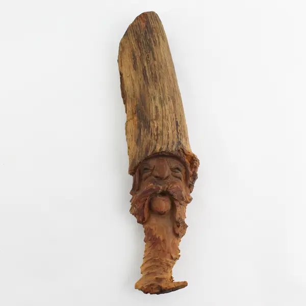 Hand Carved Wood Spirit Of The Woods Sculpture Signed P Wells 13"