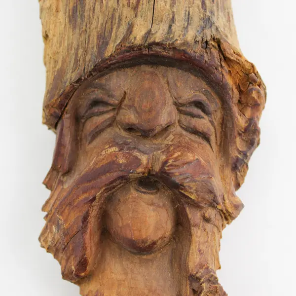 Hand Carved Wood Spirit Of The Woods Sculpture Signed P Wells 13"