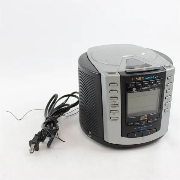 Untested Timex Indiglo T600B Stereo CD Alarm Clock Radio AM/FM Nature Sounds