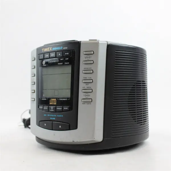 Untested Timex Indiglo T600B Stereo CD Alarm Clock Radio AM/FM Nature Sounds