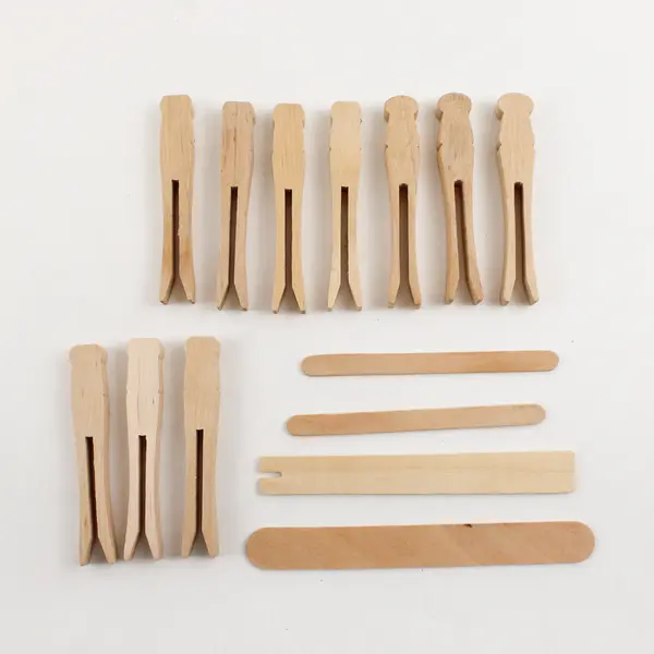 Lot of 14 Assorted Wooden Clothespins & Popsicle Sticks for Crafts