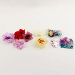 Assorted Flower Embellishments with Shiny Dots for Scrapbooking Crafts