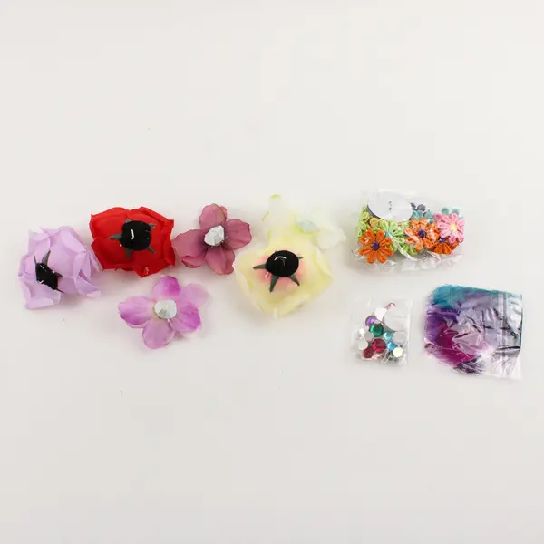 Assorted Flower Embellishments with Shiny Dots for Scrapbooking Crafts