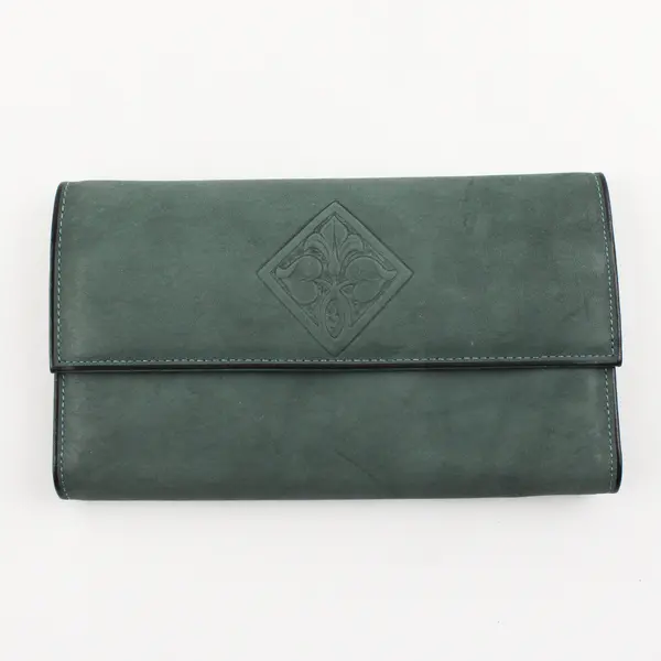Amity Genuine Leather Long Wallet Green Women's