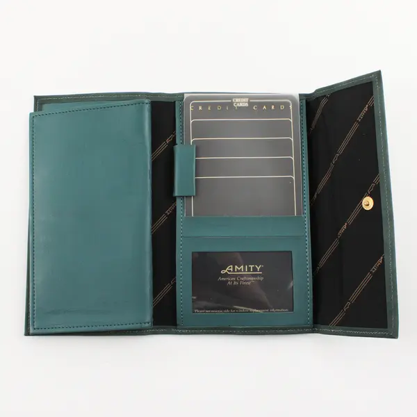 Amity Genuine Leather Long Wallet Green Women's