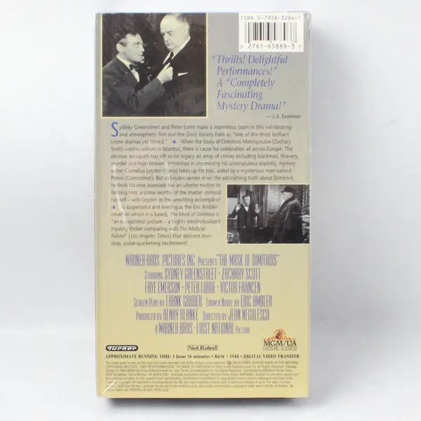Brand New The Mask Of Dimitrios In Glorious Black & White VHS 1944  Film