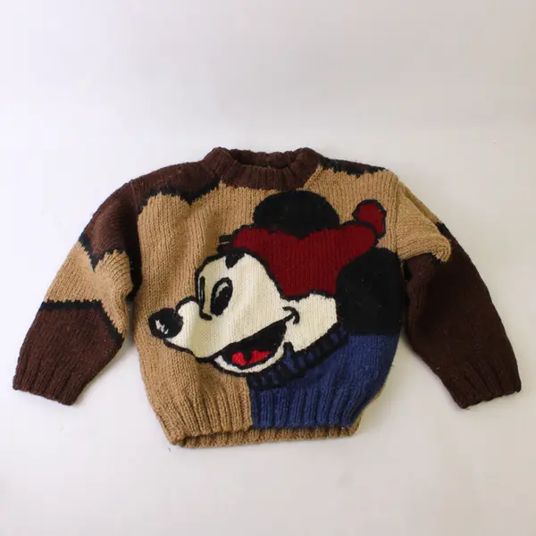 Vintage Handmade Mickey Mouse Pullover Sweater Kids' Size 3Y