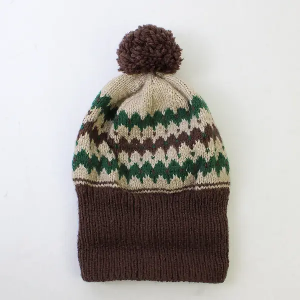 Vintage Handmade Brown and Green Cardigan and Hat Set Kids' Size 2T