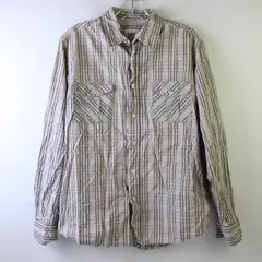 Paper Denim & Cloth Beige and Gray Plaid Button-Up Men's Medium