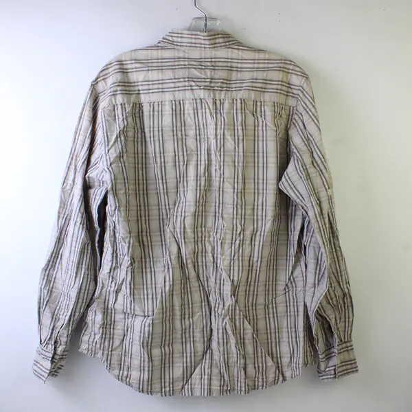Paper Denim & Cloth Beige and Gray Plaid Button-Up Men's Medium