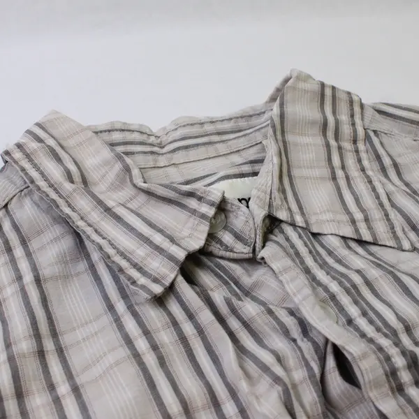 Paper Denim & Cloth Beige and Gray Plaid Button-Up Men's Medium