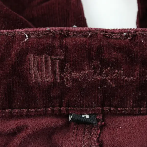 Kut From The Kloth Burgundy Straight Leg Corduroy Pants Size 12