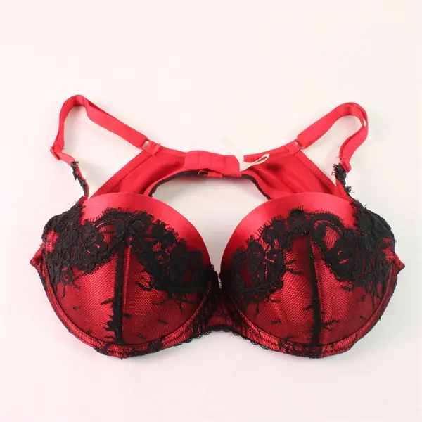 Enchanted Red Push Up Bra Black Lace Detailing Women's 36B