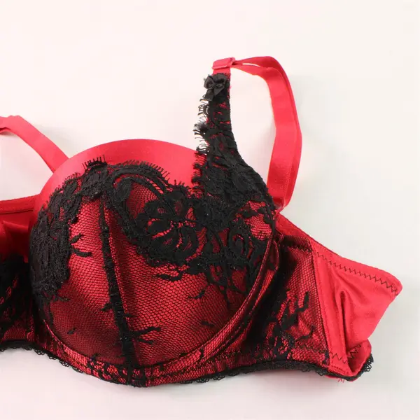 Enchanted Red Push Up Bra Black Lace Detailing Women's 36B