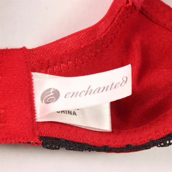 Enchanted Red Push Up Bra Black Lace Detailing Women's 36B