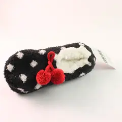 Lukees by Muk Luks Cozy Ballerina Sock Set Black w/ White Polka Dots Sizes 6-10