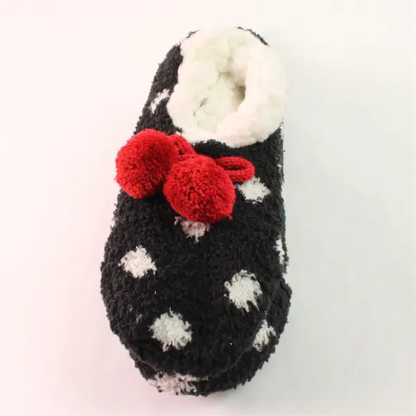 Lukees by Muk Luks Cozy Ballerina Sock Set Black w/ White Polka Dots Sizes 6-10
