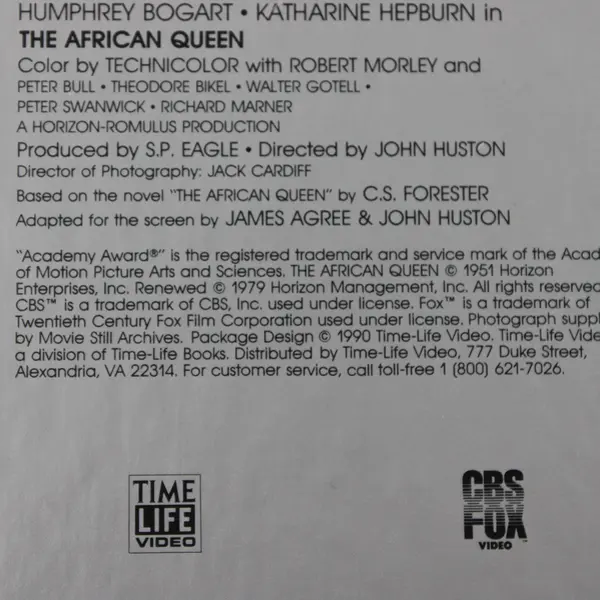The African Queen Humphrey Bogart VHS 1951 With Case Copyright 1990