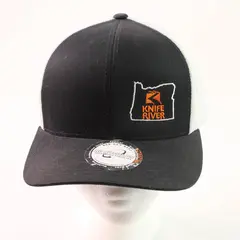 Pacific Headwear Knife River Oregon Black and White Trucker Hat FLAWED