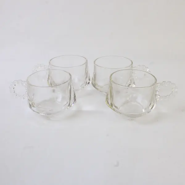 Set of 4 Vintage Hazel Atlas Snack Sip and Smoke Clear Punch Glasses