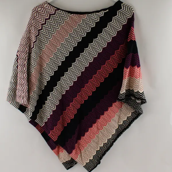Jessica Simpson Multicolor Chevron Knit Poncho Women's One Size