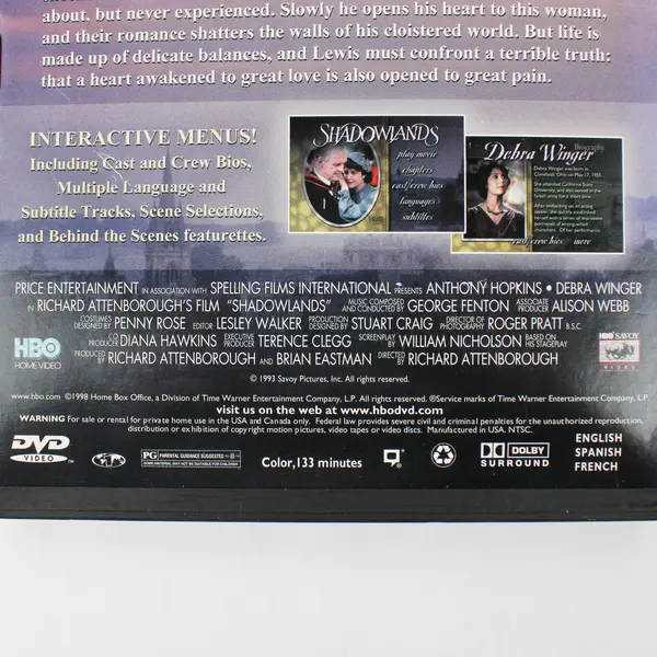 Shadowlands DVD Movie Good Condition Drama Film 1998