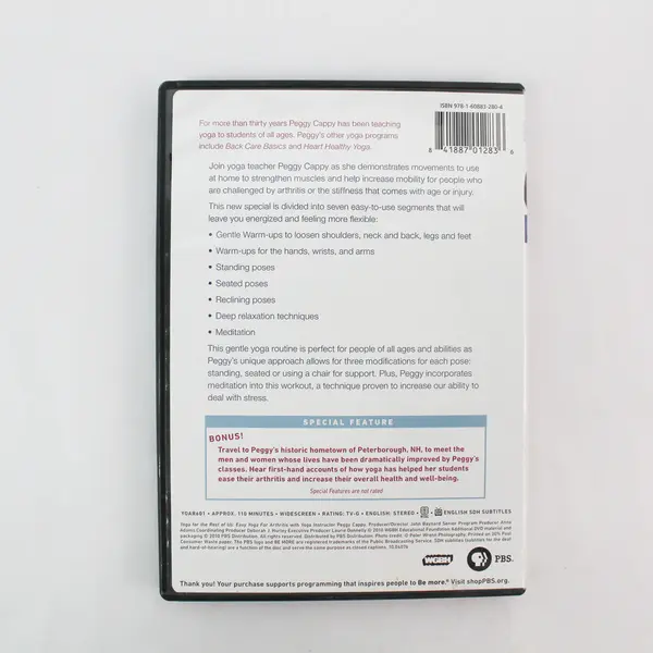Easy Yoga for Arthritis DVD with Peggy Cappy 2010 PBS Release
