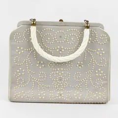 Vintage Edwards Bags Ltd. Gray Beaded Rhinestone/Black Interior Evening Purse