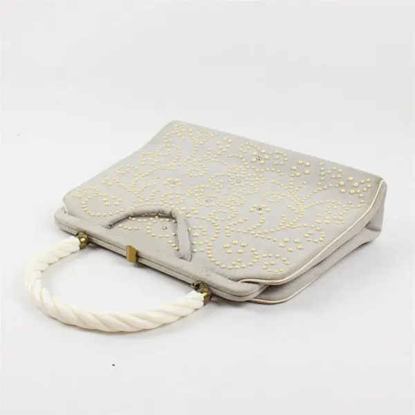 Vintage Edwards Bags Ltd. Gray Beaded Rhinestone/Black Interior Evening Purse