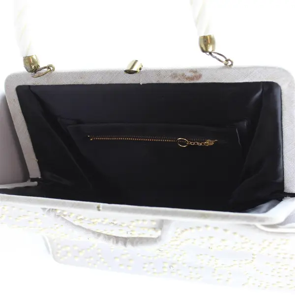Vintage Edwards Bags Ltd. Gray Beaded Rhinestone/Black Interior Evening Purse