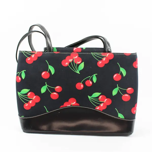 Vintage Unbranded Black Rhinestone Cherry Handbag