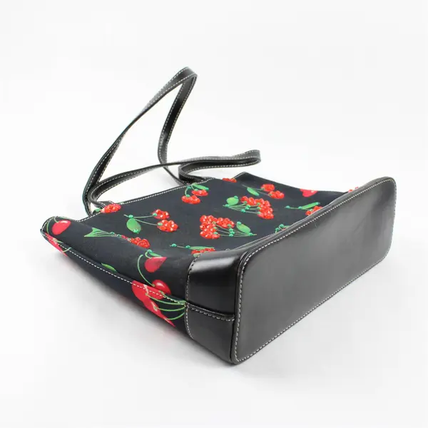 Vintage Unbranded Black Rhinestone Cherry Handbag
