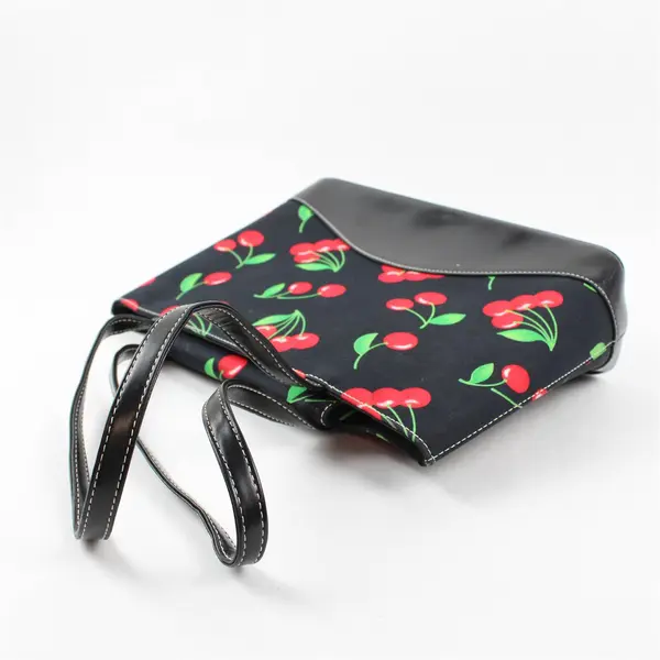 Vintage Unbranded Black Rhinestone Cherry Handbag