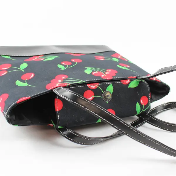 Vintage Unbranded Black Rhinestone Cherry Handbag