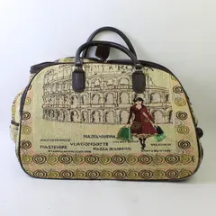 Unbranded Rome Printed Blanket Texture Trolley Tote Luggage Travel Bag 20"