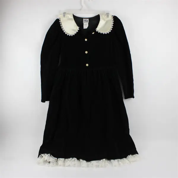 Vintage My Michelle Women's Size 12 Green Velvet Lace Trim Collared Dress