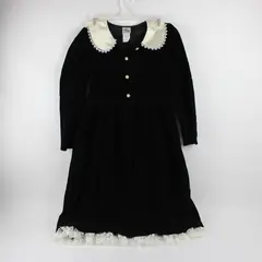 Vintage My Michelle Women's Size 12 Green Velvet Lace Trim Collared Dress