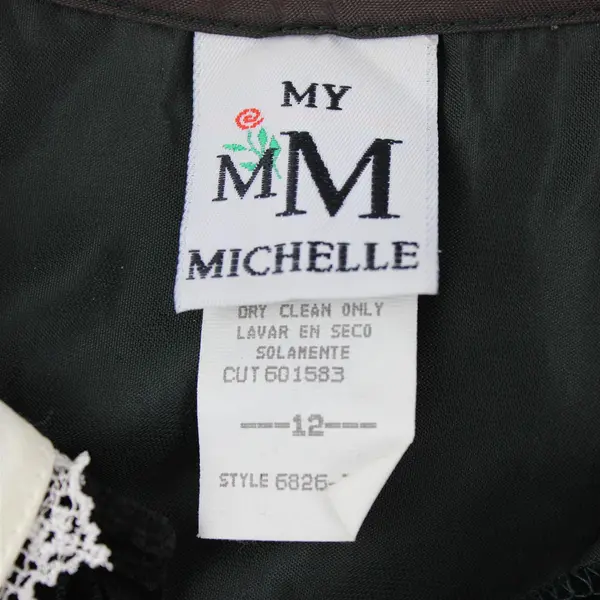 Vintage My Michelle Women's Size 12 Green Velvet Lace Trim Collared Dress