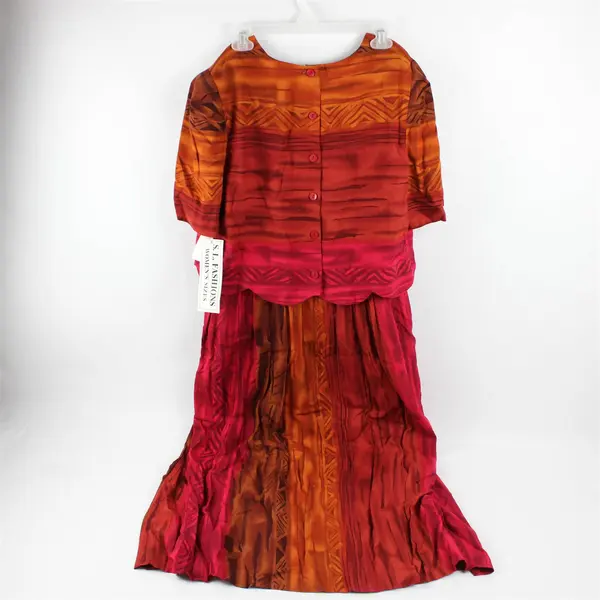 Vintage NWT S.L. Fashions Women's 14 Orange Lounge Short Sleeve Shirt Dress