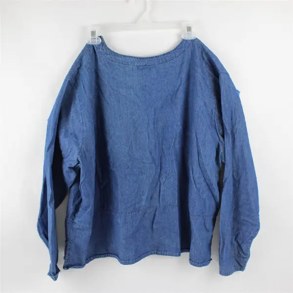Vintage Quacker Factory Women's 2-3X Denim Embroidered Button Up Long Sleeve