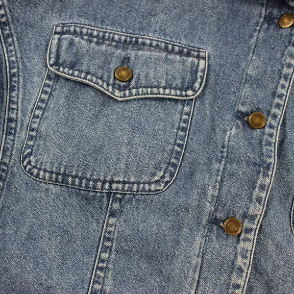 VTG Liz Claiborne Villager Sport Women's 2 Denim Short Sleeve Button Up Top