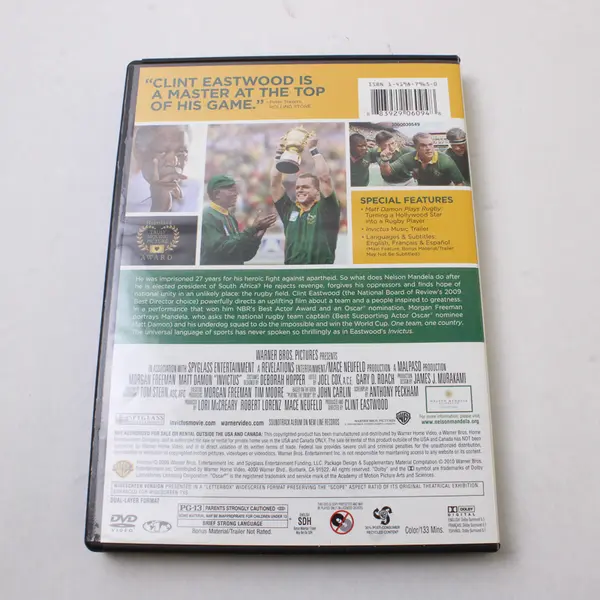 Invictus DVD, 2009 Widescreen Matt Damon Morgan Freeman