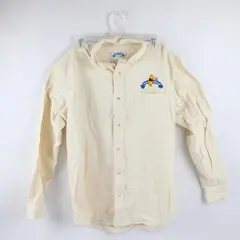 Vintage Disney Pooh & Friends Adult S Off-White Long Sleeve Button Down Shirt