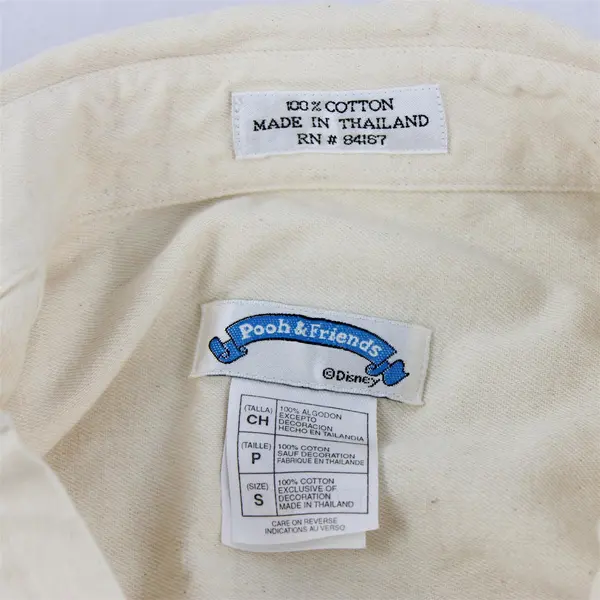 Vintage Disney Pooh & Friends Adult S Off-White Long Sleeve Button Down Shirt