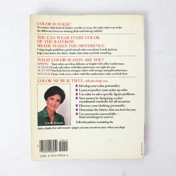 Color Me Beautiful by Carole Jackson 1981 Printing Ballantine Books Paperback