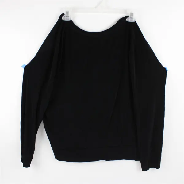 Vtg Chico's Travelers Women's 3 (XL) Black Faux Wrap Long Sleeve Blouse