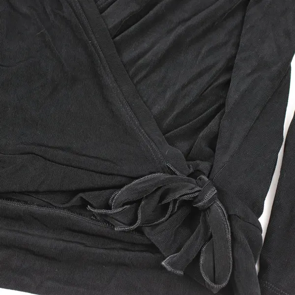 Vtg Chico's Travelers Women's 3 (XL) Black Faux Wrap Long Sleeve Blouse
