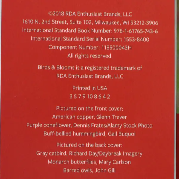 Best of Birds & Blooms 2018 Hardcover RDA Enthusiast Brands, LLC Good Condition